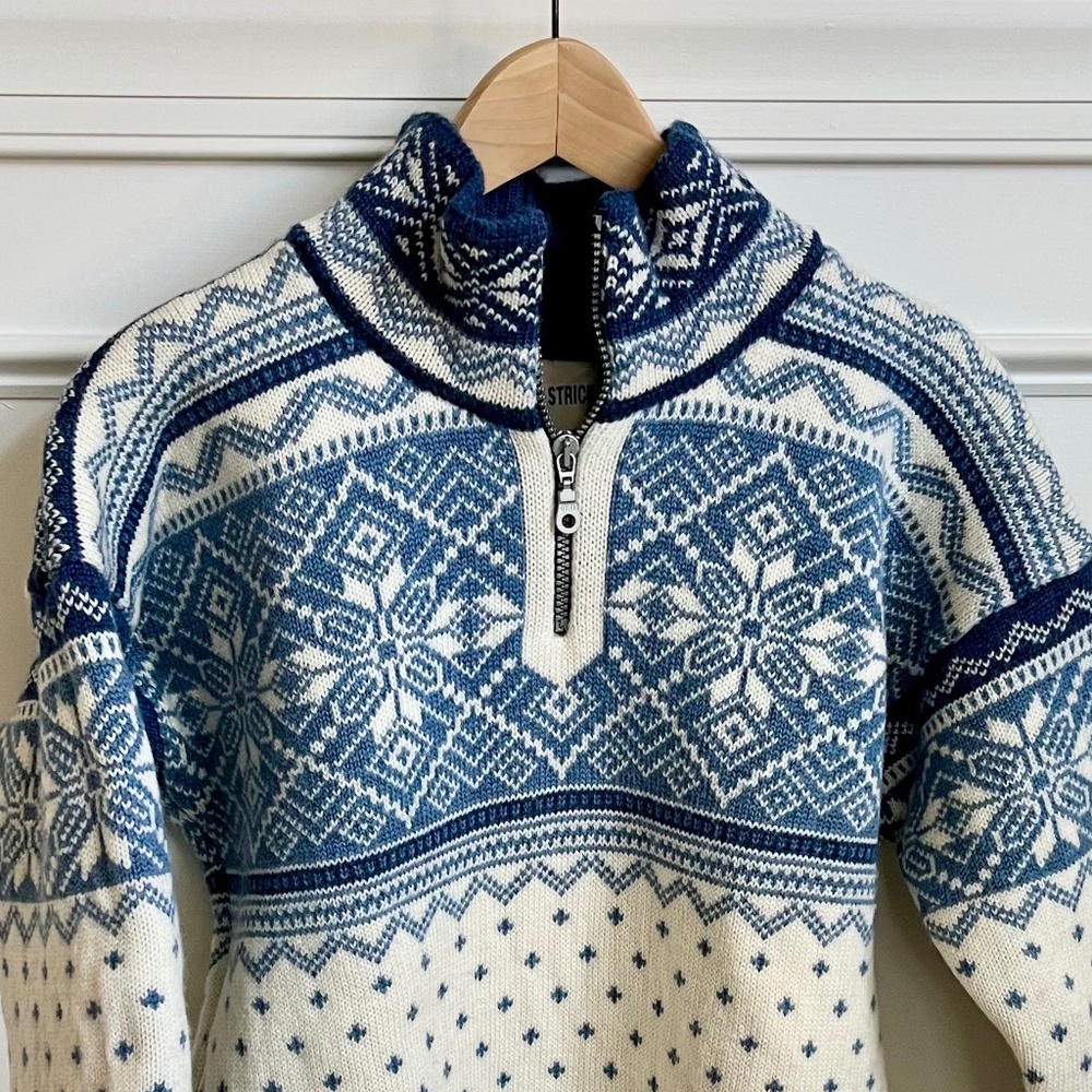 Norwegian ski sweater 100% pure virgin wool vintage Wallner Strick